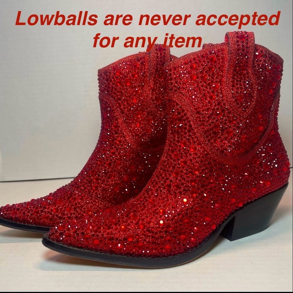 BNIB FIRST QUALITY Jessica Simpson Red Tamira 2 Rhinestone Ankle Boots 6M